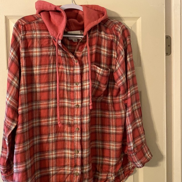 American Eagle Outfitters Tops - American Eagle Hooded Flannel